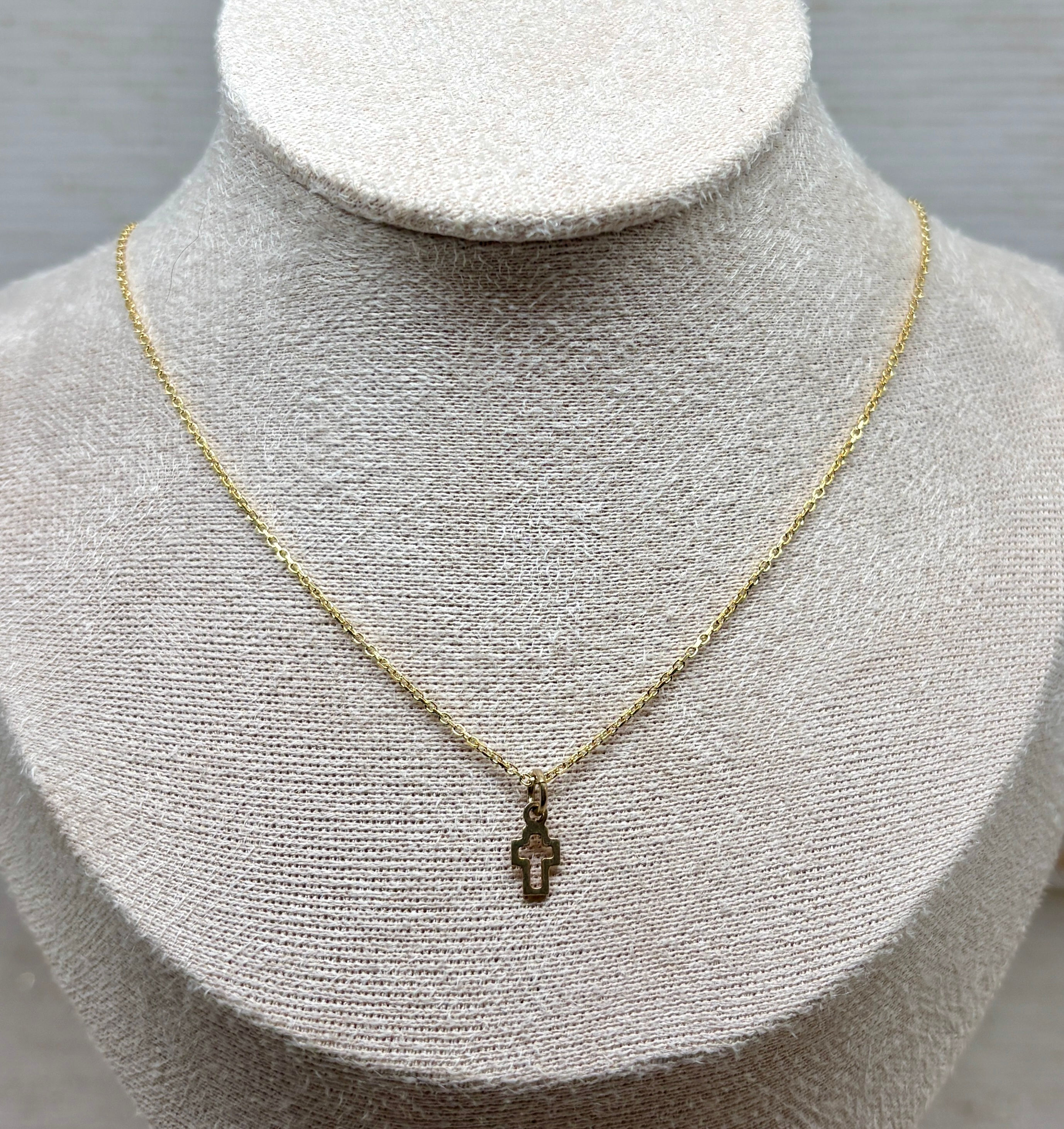 Mini Cross Charm Necklace - 14k & 22k Gold Vermeil