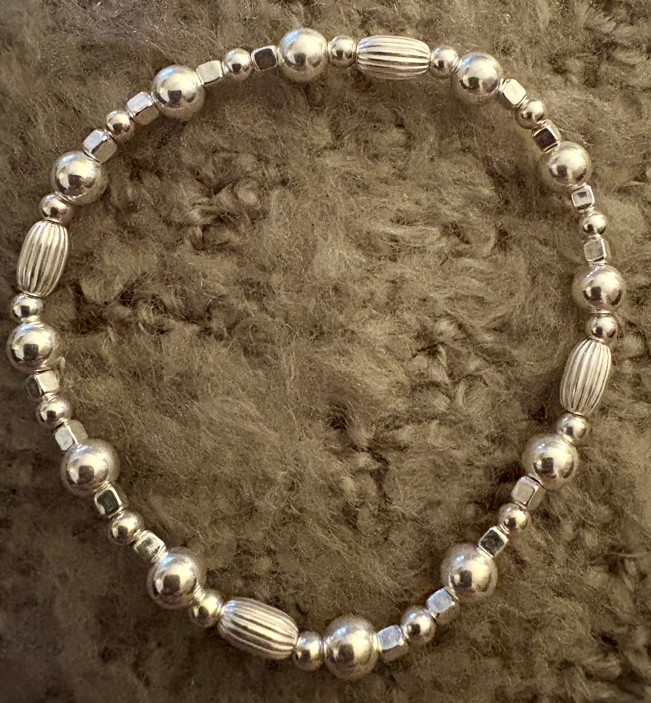"Hattie" Multi Bead Stretch Bracelet - 925 Sterling Silver