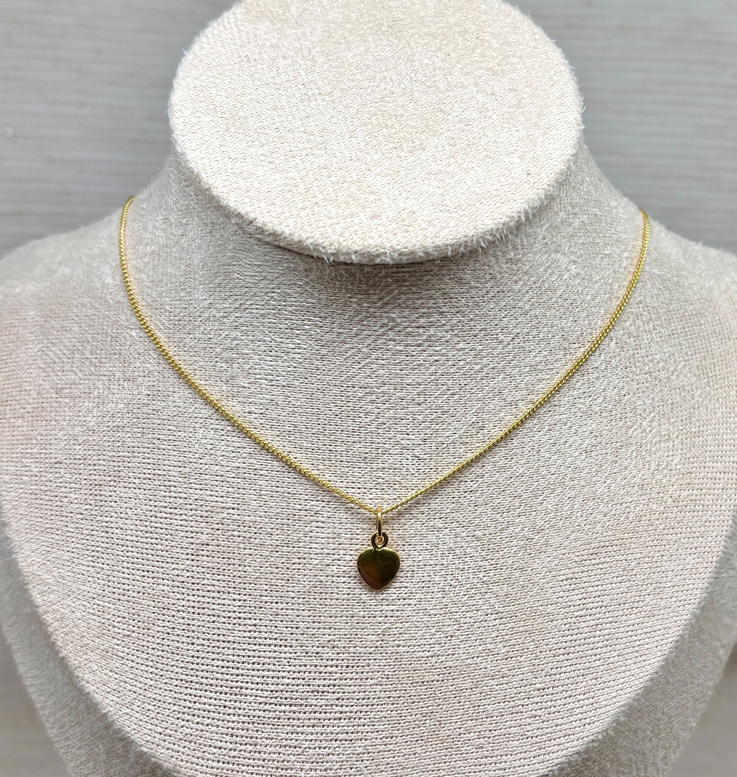 Flat Heart Charm Necklace - 14k & 18k Gold Vermeil