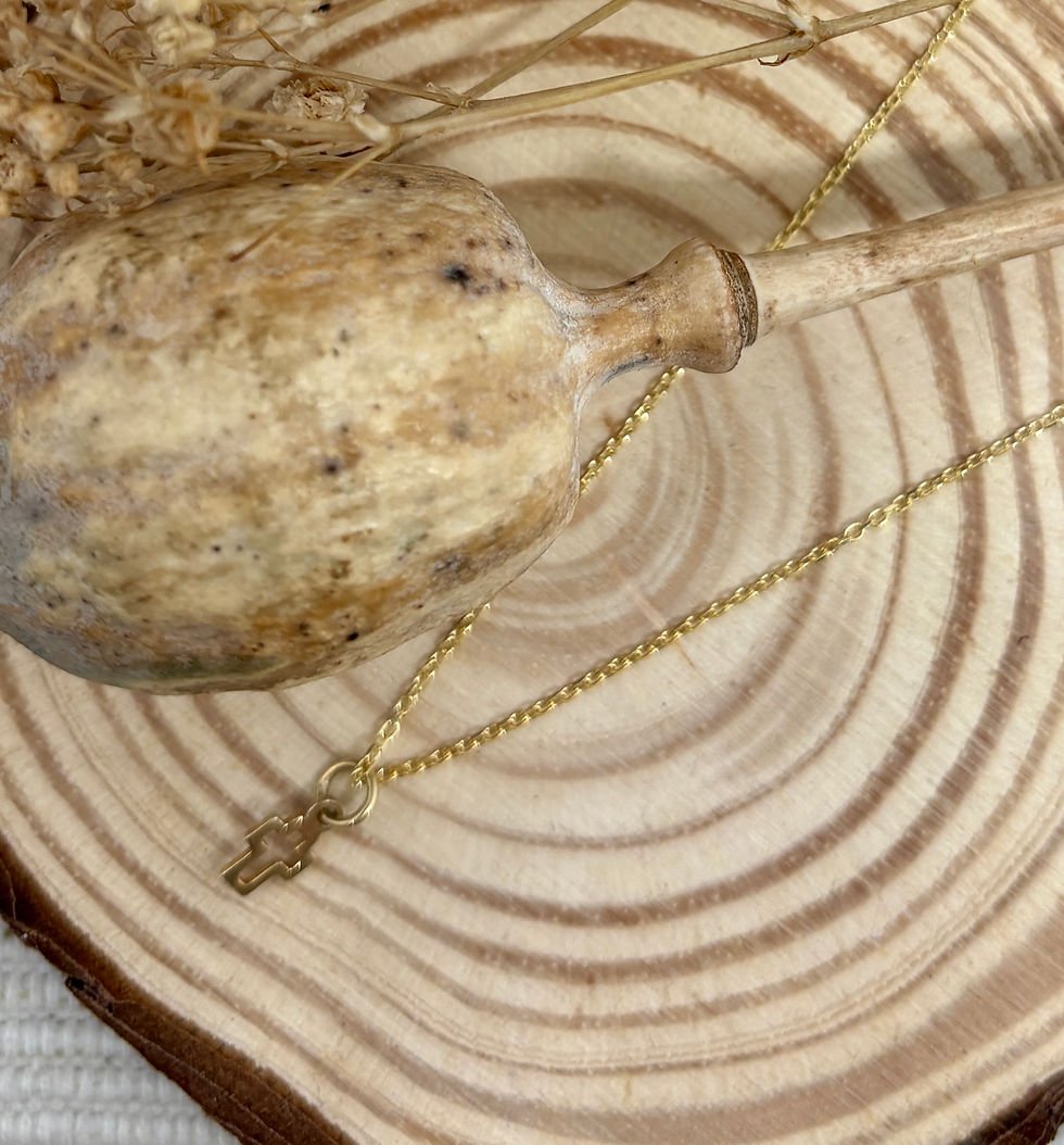Thumbnail: Mini Cross Charm Necklace - 14k & 22k Gold Vermeil