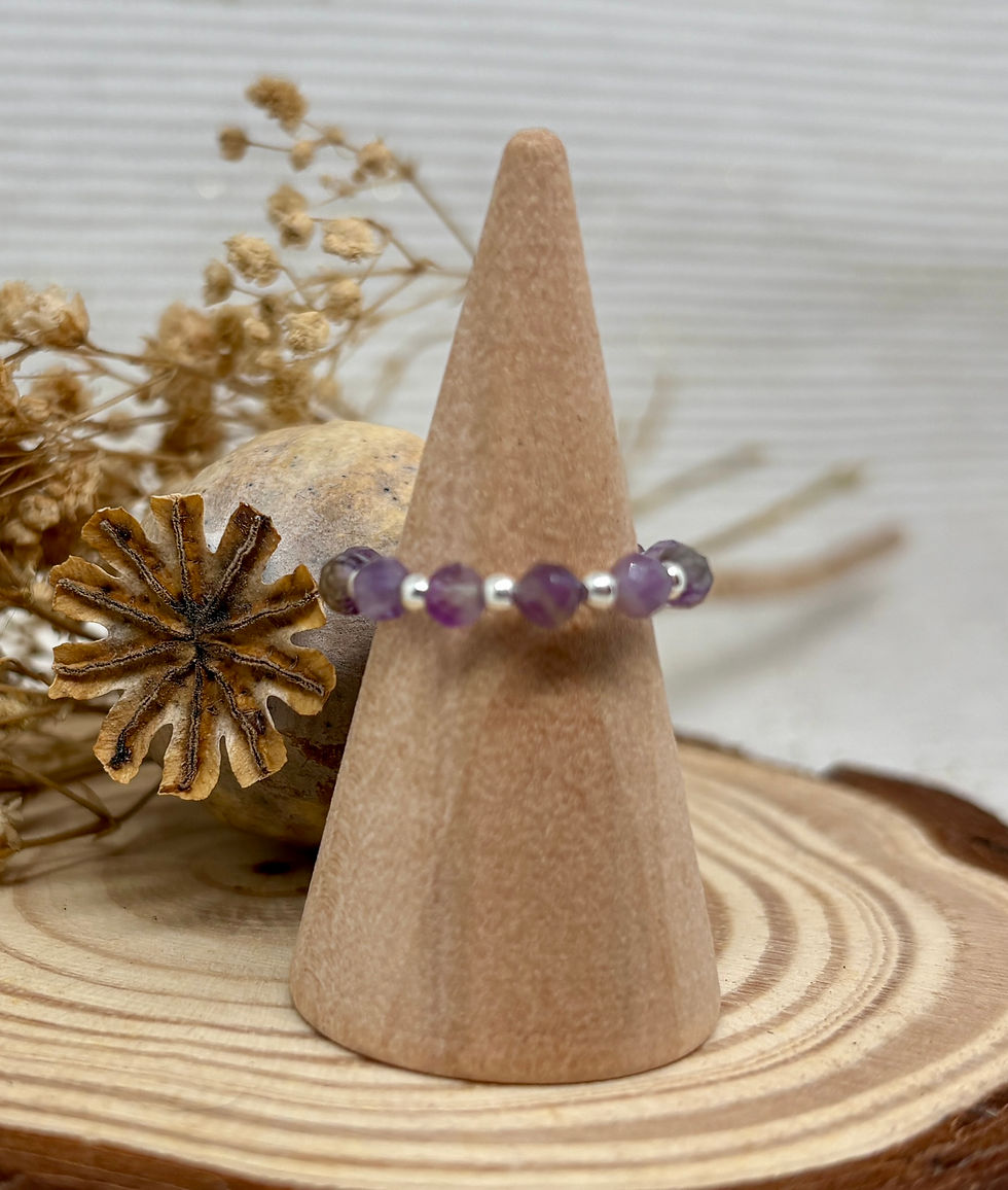 Thumbnail: Light Amethyst Faceted Bead Ring - 925 Sterling Silver