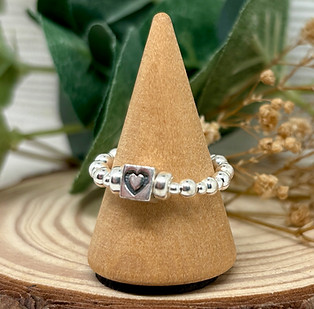 925 Sterling Silver Love Heart Stretch Ring