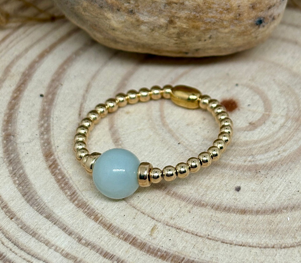 Thumbnail: Chinese Amazonite Bead Ring - 12k Gold Filled
