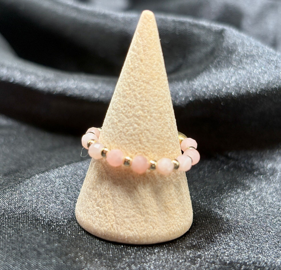 Thumbnail: Pink Opal Faceted Bead Ring - 12k Gold Filled