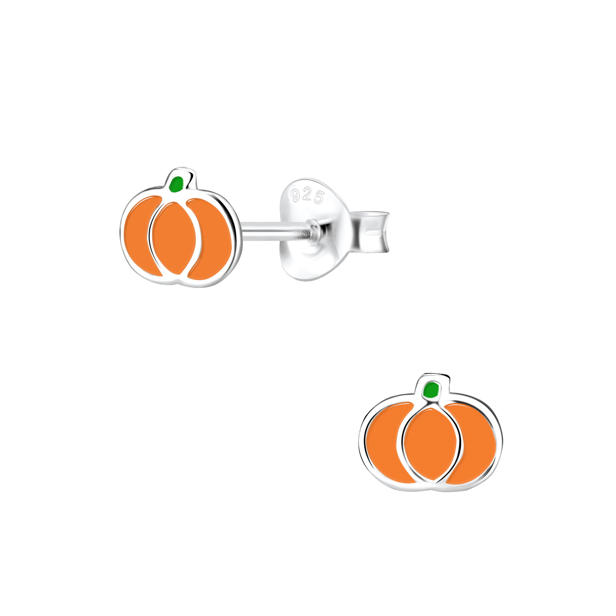 Enamel Pumkpin Earrings - 925 Sterling Silver