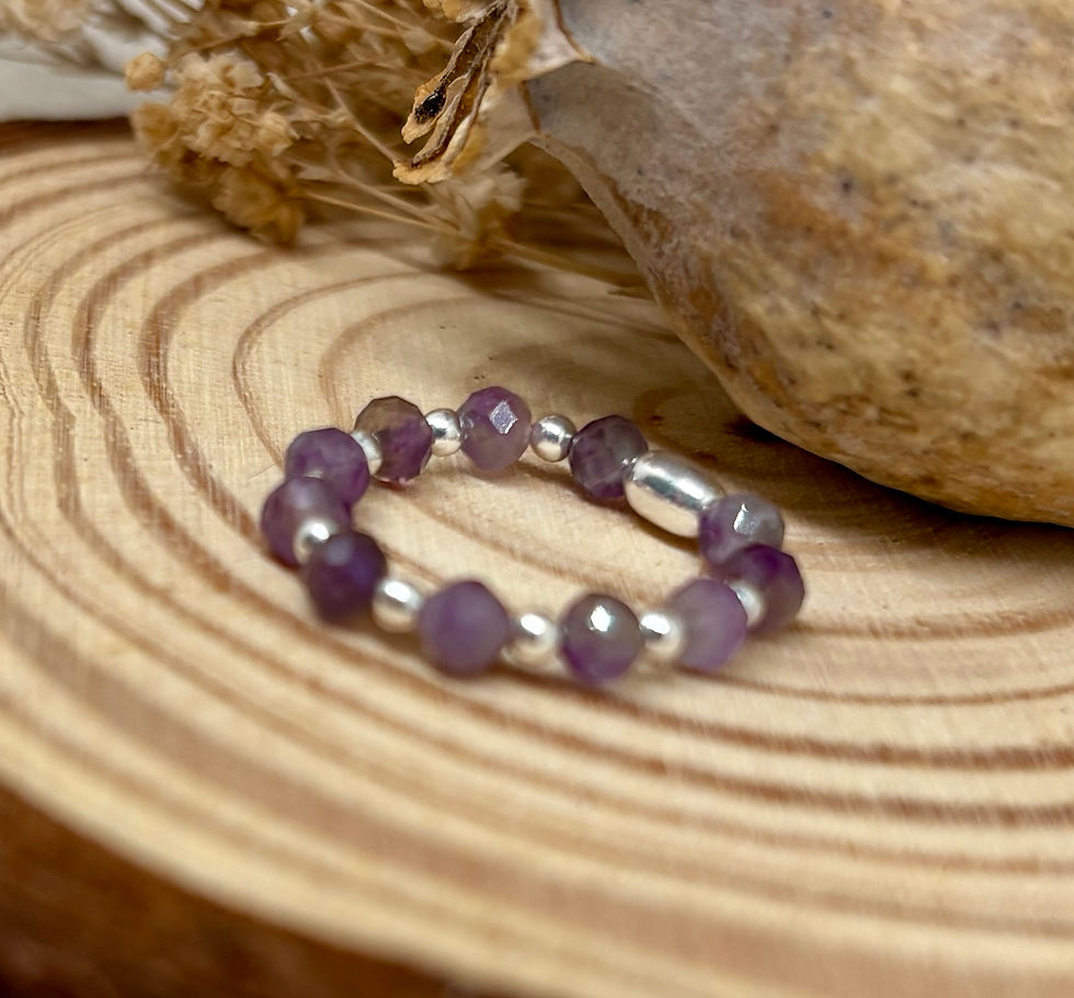 Thumbnail: Light Amethyst Faceted Bead Ring - 925 Sterling Silver