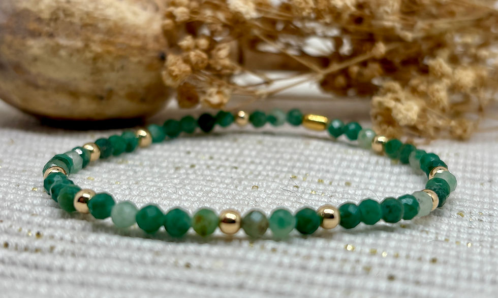 Thumbnail: African Jade Faceted Bead Bracelet - 12k Gold Filled