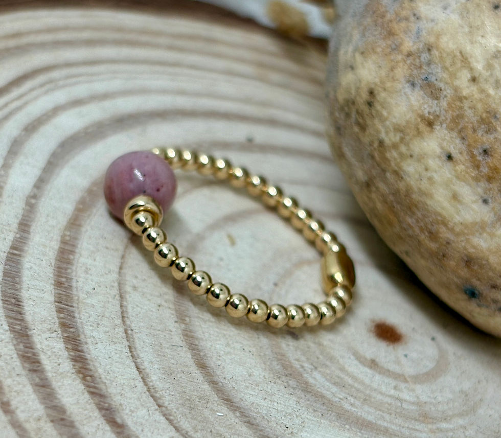 Thumbnail: Rhodonite Bead Ring - 12k Gold Filled