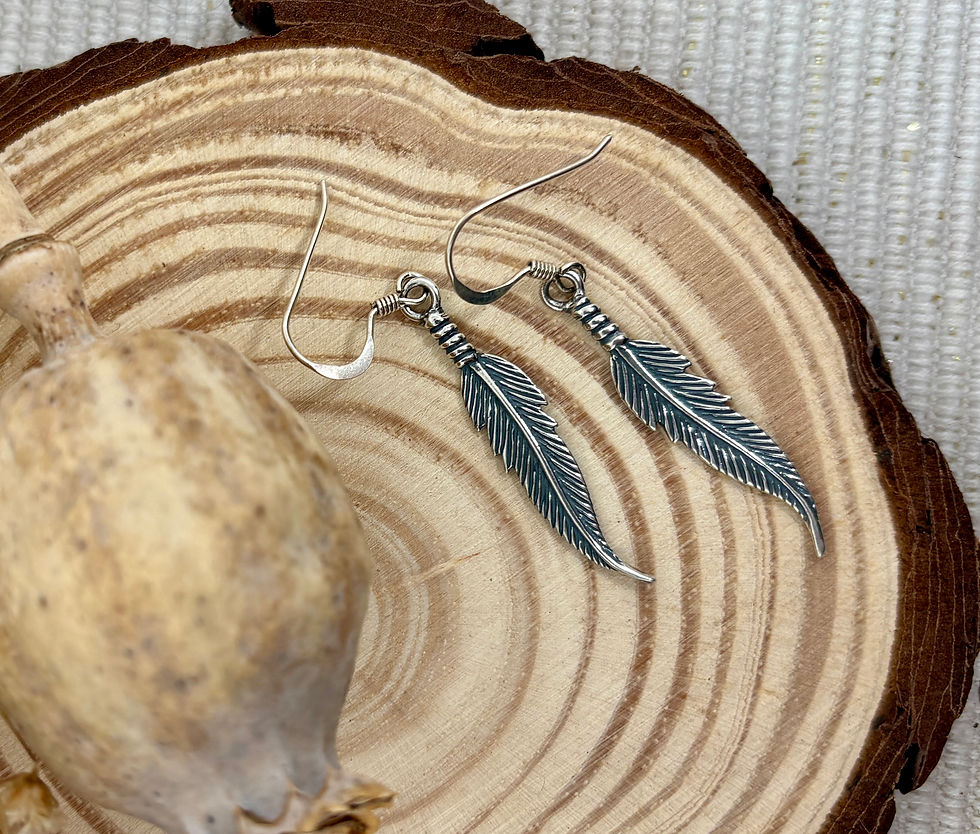 Thumbnail: Boho Feather Earrings - 925 Sterling Silver