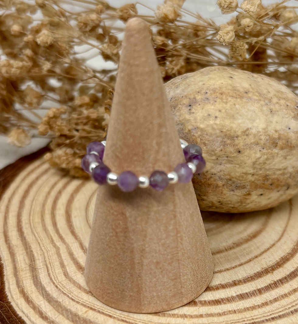 Thumbnail: Light Amethyst Faceted Bead Ring - 925 Sterling Silver