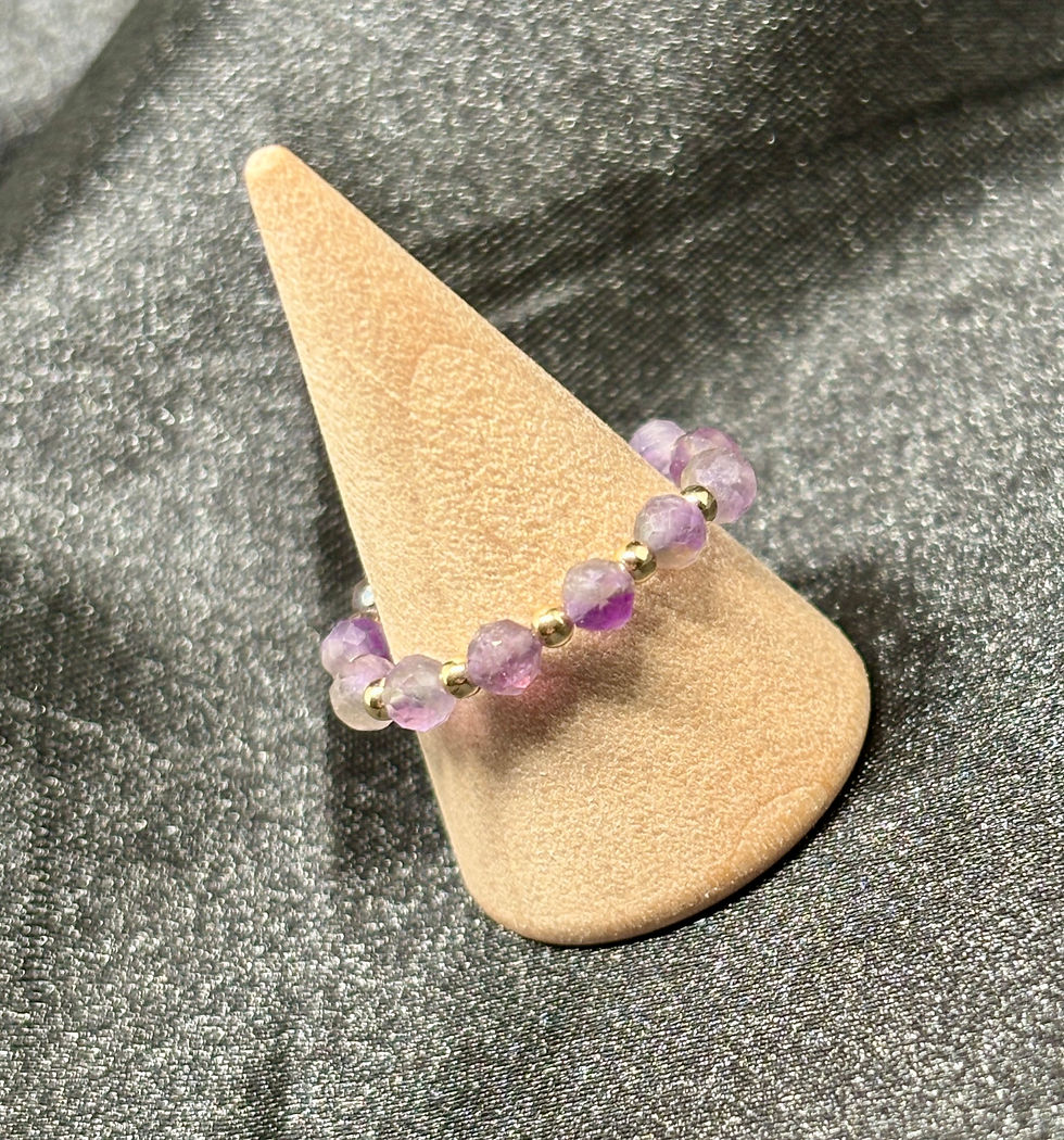 Thumbnail: Light Amethyst Faceted Bead Ring - 12k Gold Filled