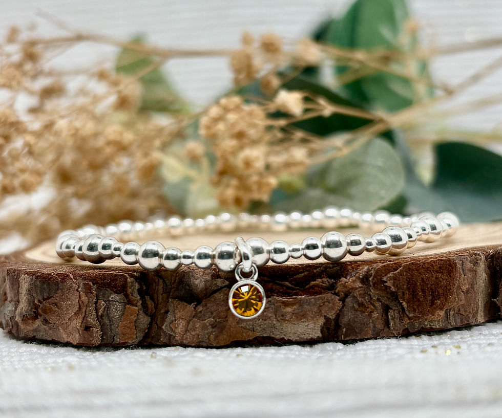 Thumbnail: Topaz Bezel Charm Stretch Bracelet - 925 Sterling Silver