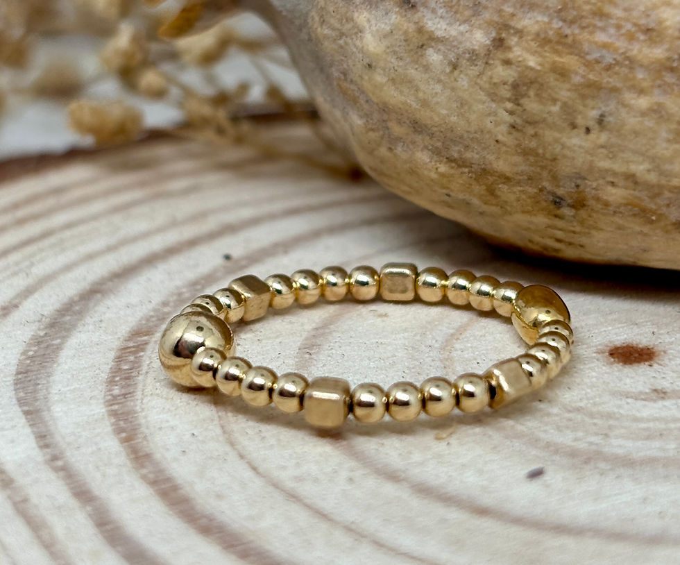 Thumbnail: "Anica" Round Bead, Cube Bead Ring - 12k Gold Filled