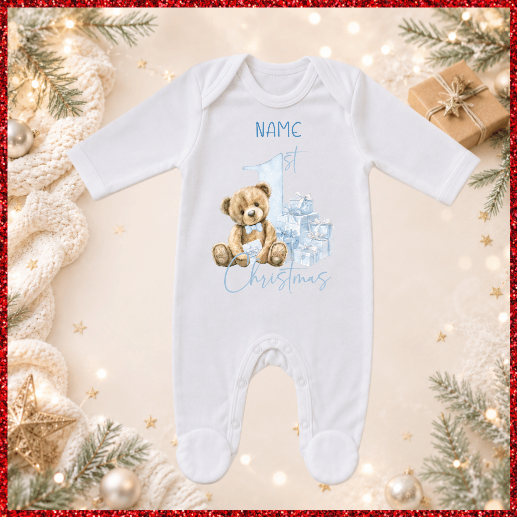 Personalised My 1st Christmas Baby Romper suit White