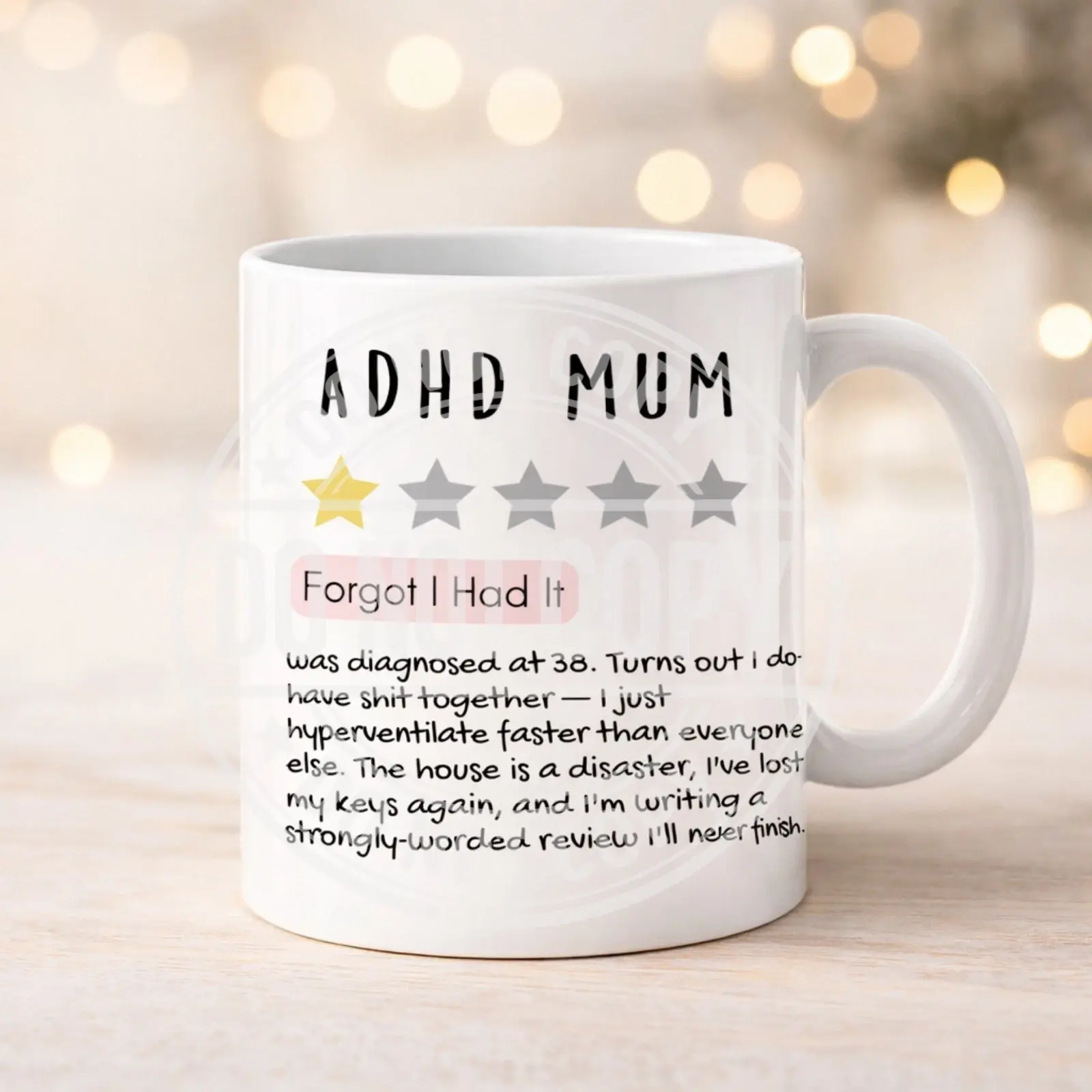 11oz ADHD review Mug Humorous Quote Custom Name Awareness Present. 6 quotes