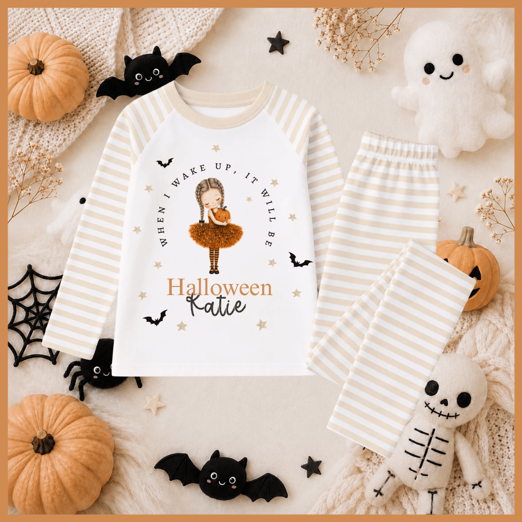 Personalised Children's Halloween Pyjamas pumpkin design