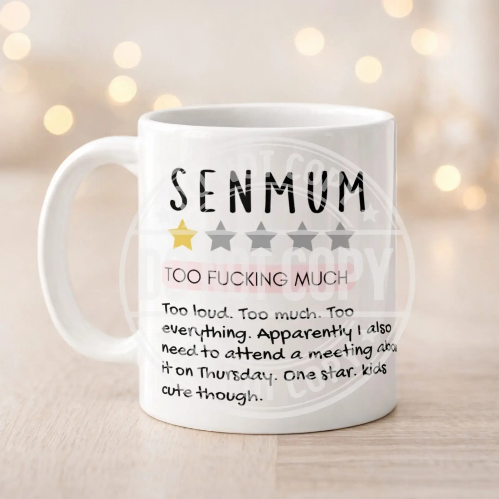 11oz SEN mum review Mug Humorous Quote Custom Name Awareness Present. 4 quotes