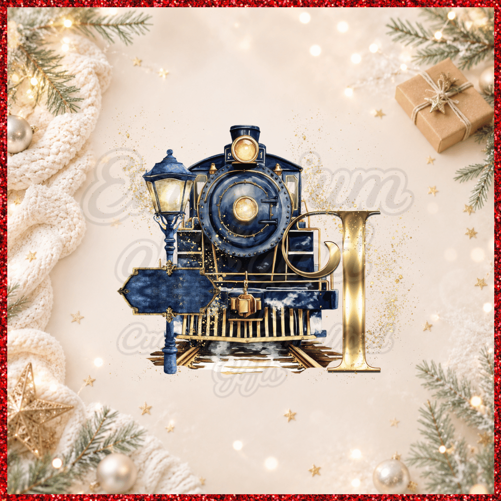 Personalised Initial Christmas Express Train Pyjamas – Blue