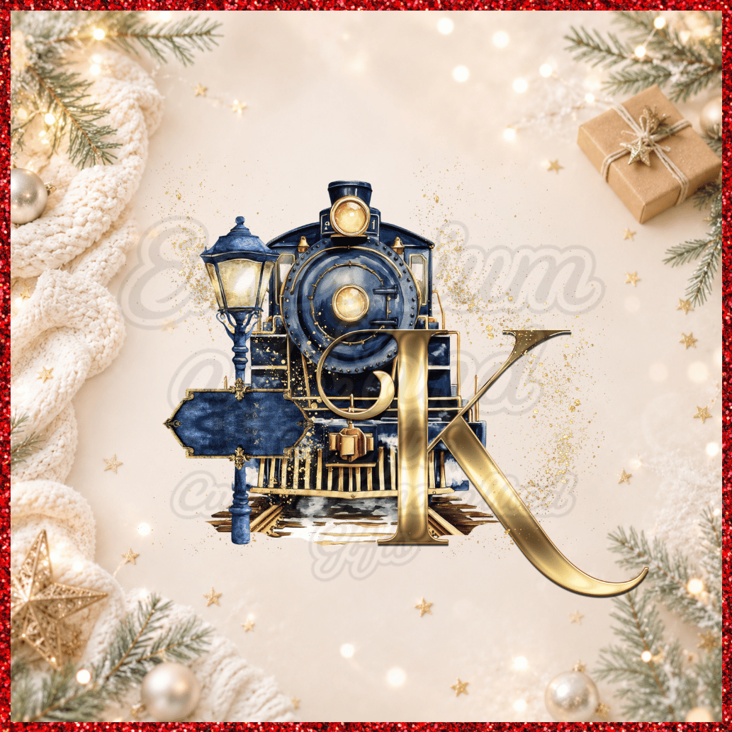 Personalised Initial Christmas Express Train Pyjamas – Blue