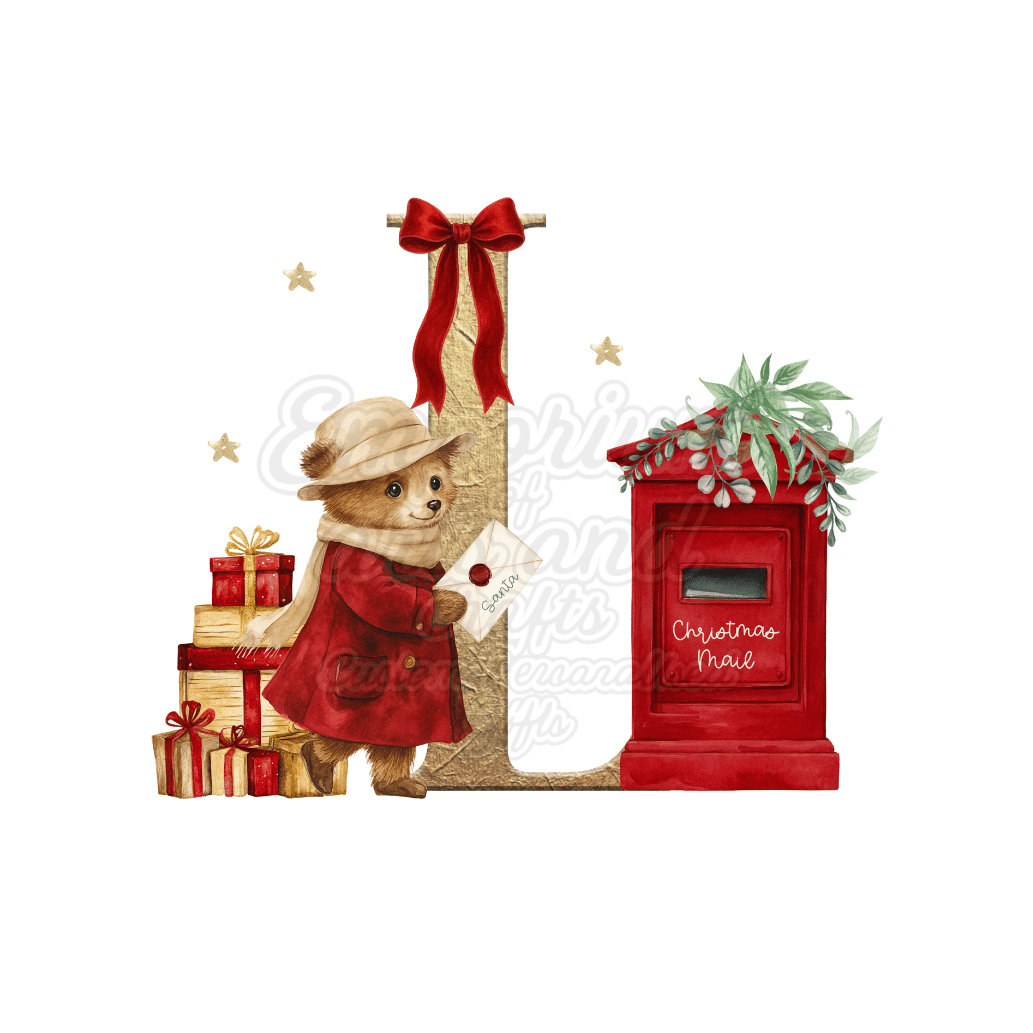 Personalised Christmas pyjamas letter bot alphabet bear