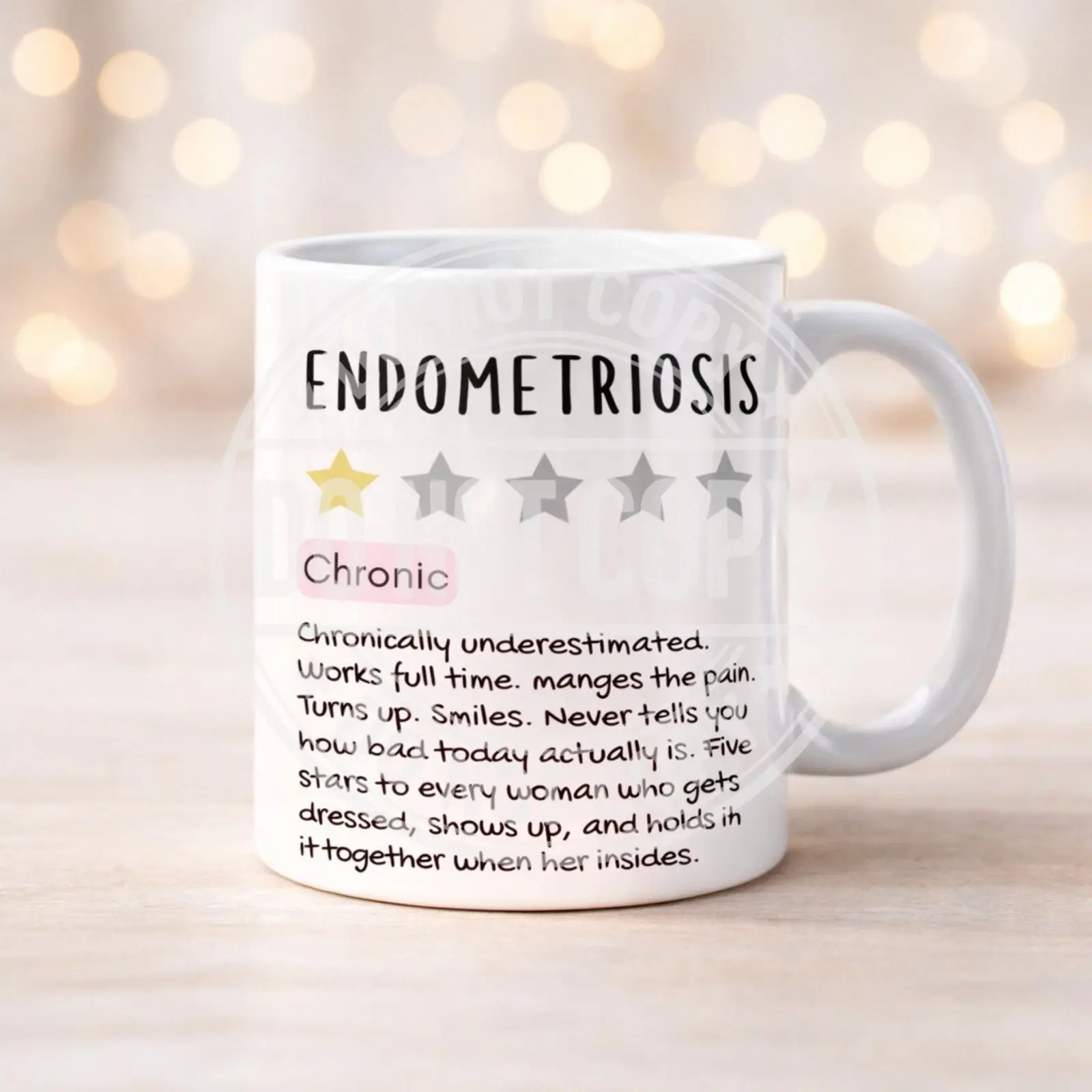 Endometriosis Mug Funny 11oz 1 Star Rating Chronic Illness Gift 4 designs
