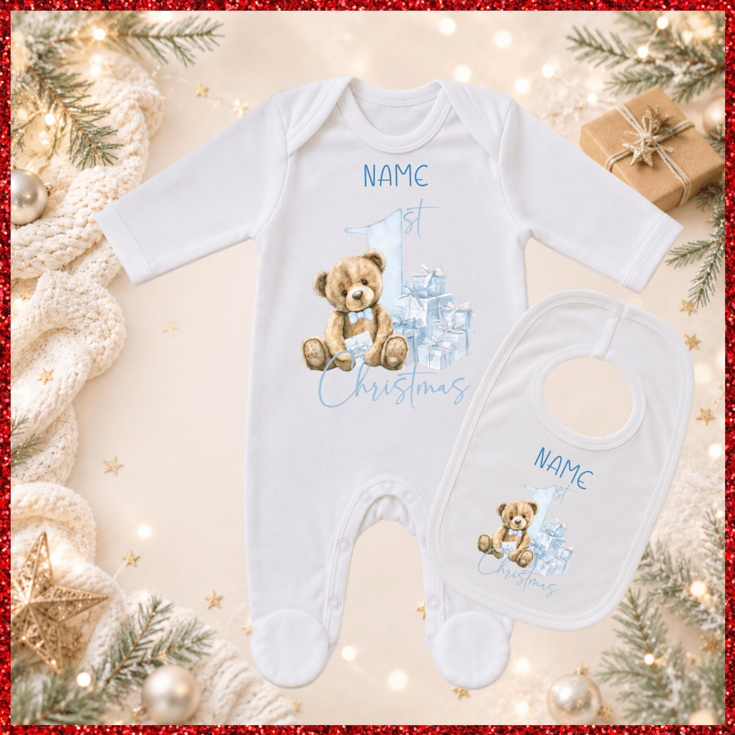 Personalised My 1st Christmas Baby Romper suit White