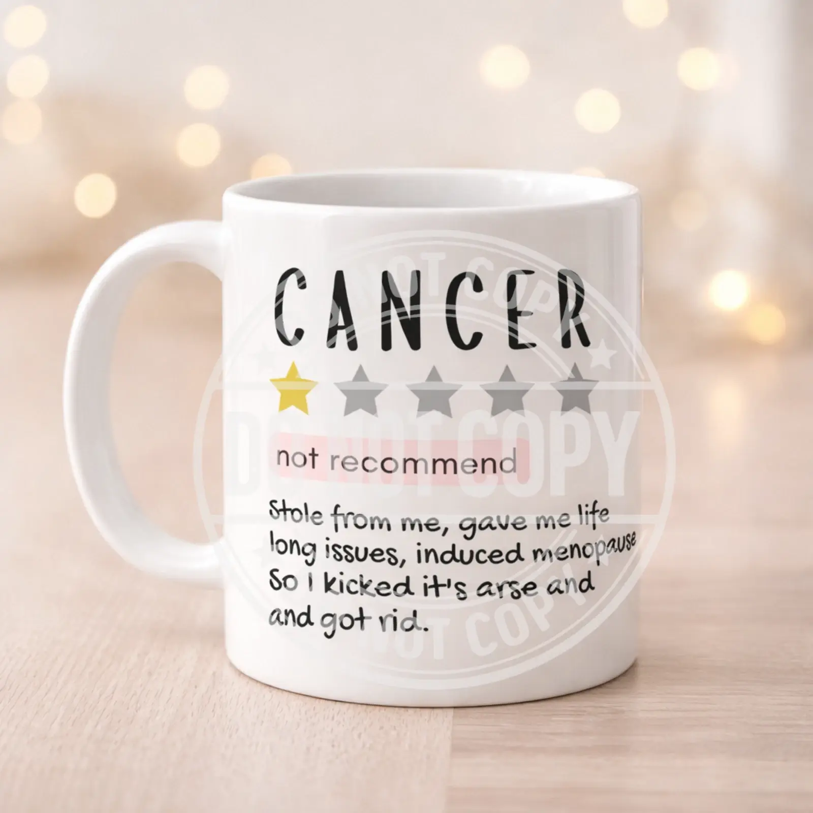 11oz Cancer Mug Humorous Quote Custom Name Awareness Present. 8 quotes.