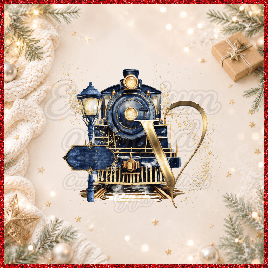 Personalised Initial Christmas Express Train Pyjamas – Blue