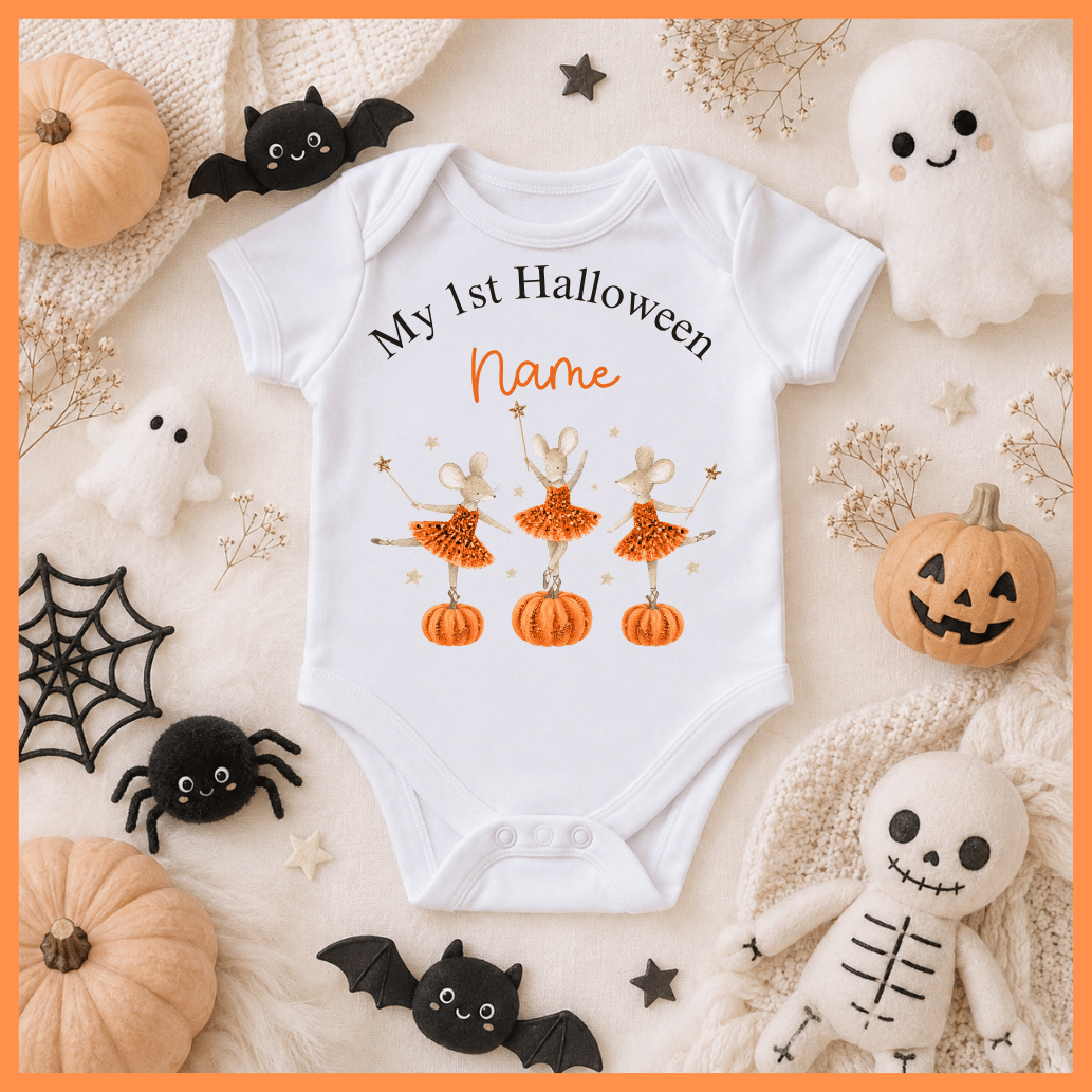 Personalised Baby Halloween Bodysuit – 100% Cotton | Ballerina Halloween Design