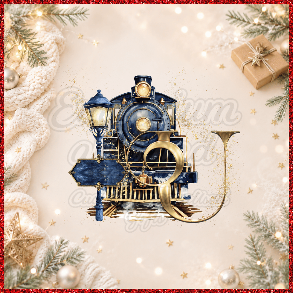 Thumbnail: Personalised Initial Christmas Express Train Pyjamas – Blue