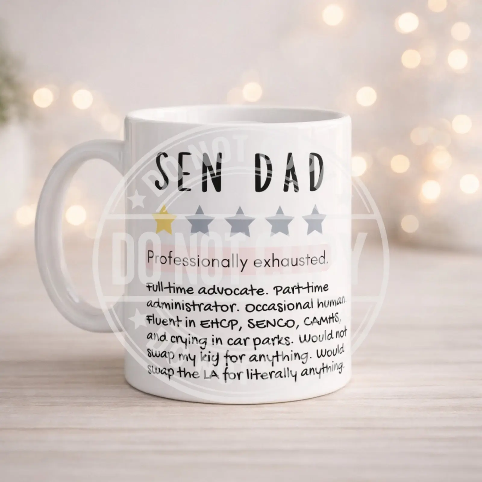 11oz funny SEN dad 1 star review mug with quote. name added