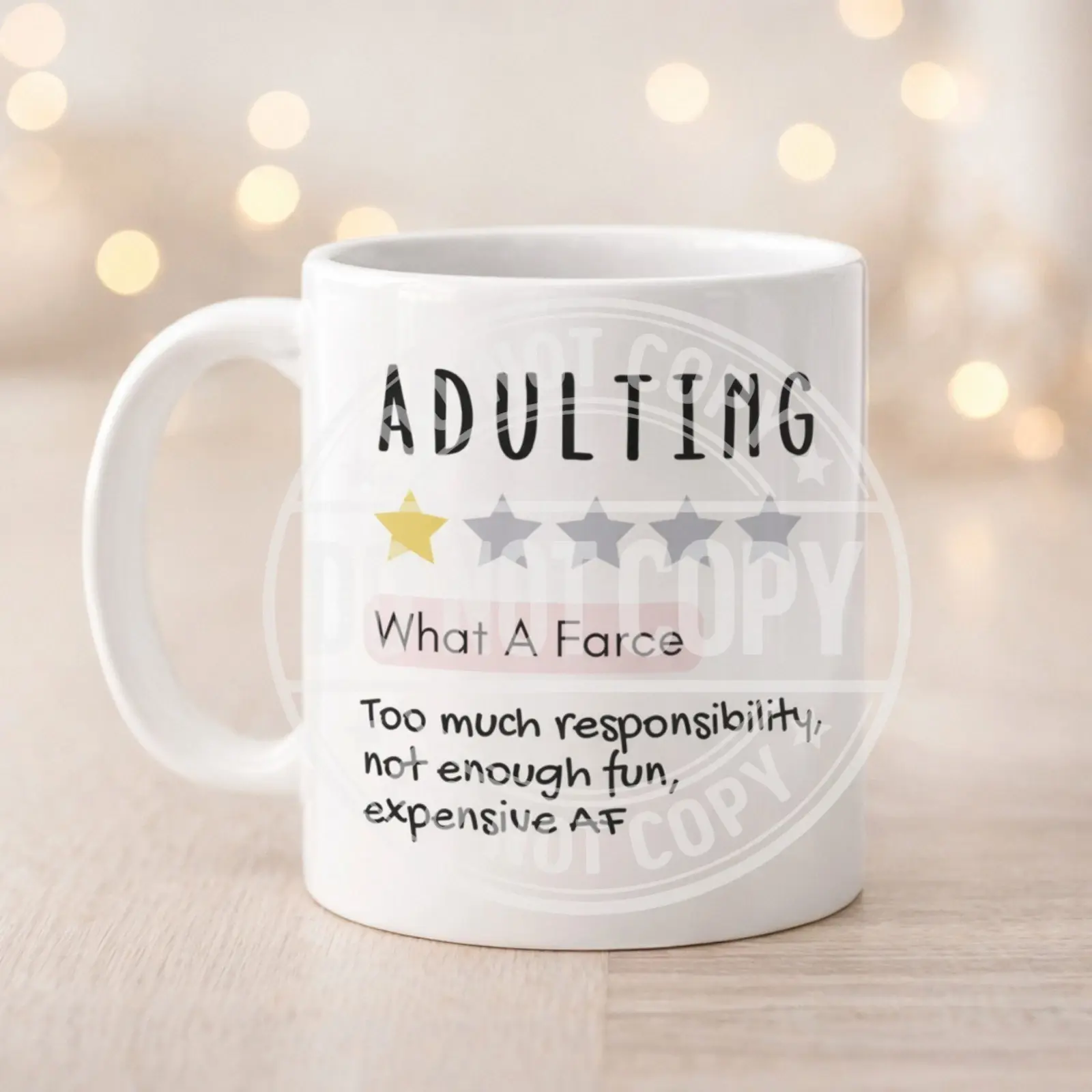 Funny Adulting Mug 11oz Custom Name 1 Star Rating Joke Gift 6 designs