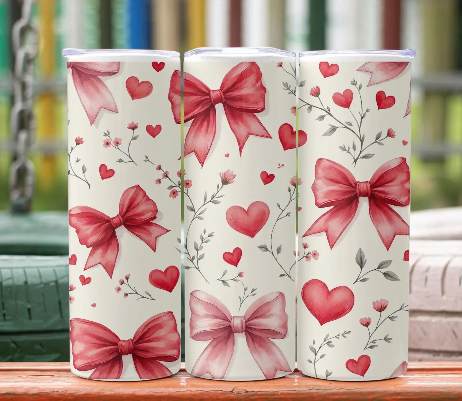 20oz Bow inspired tumbler. 13 bright designs available. Personalised name