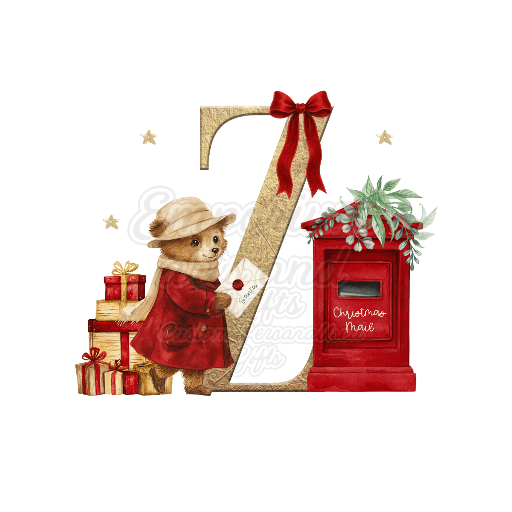 Personalised Christmas pyjamas letter bot alphabet bear