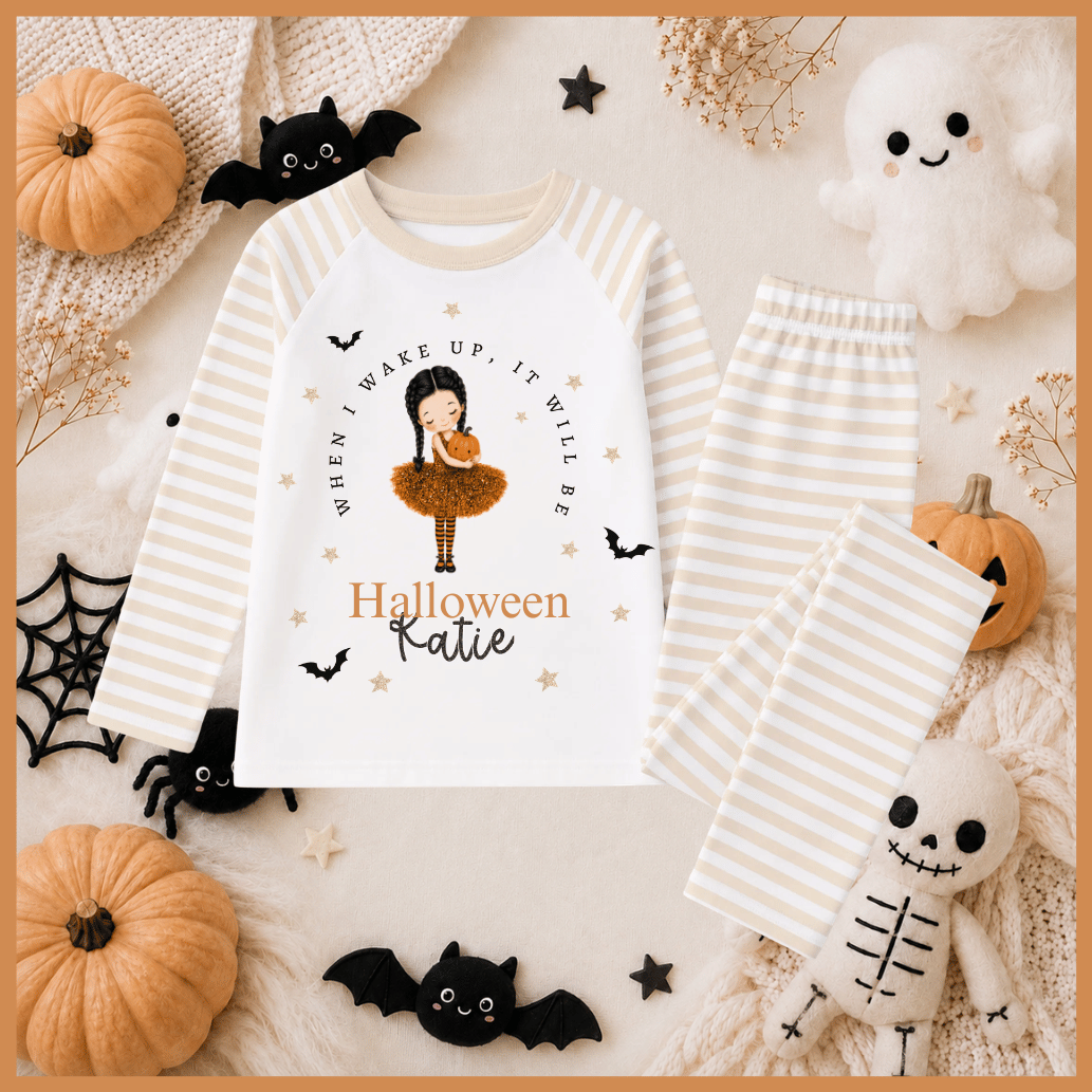 Personalised Children's Halloween Pyjamas pumpkin design
