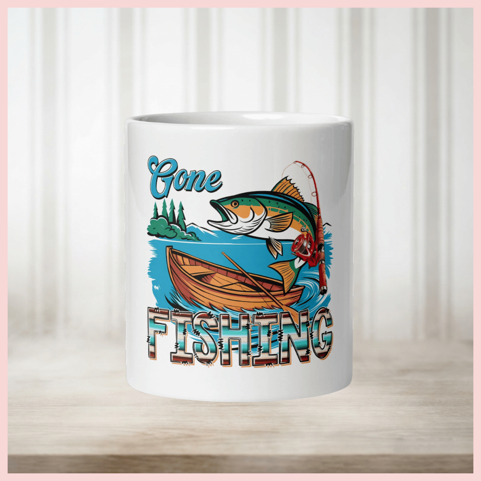 Personalised fishing mugs 11 designs and name added