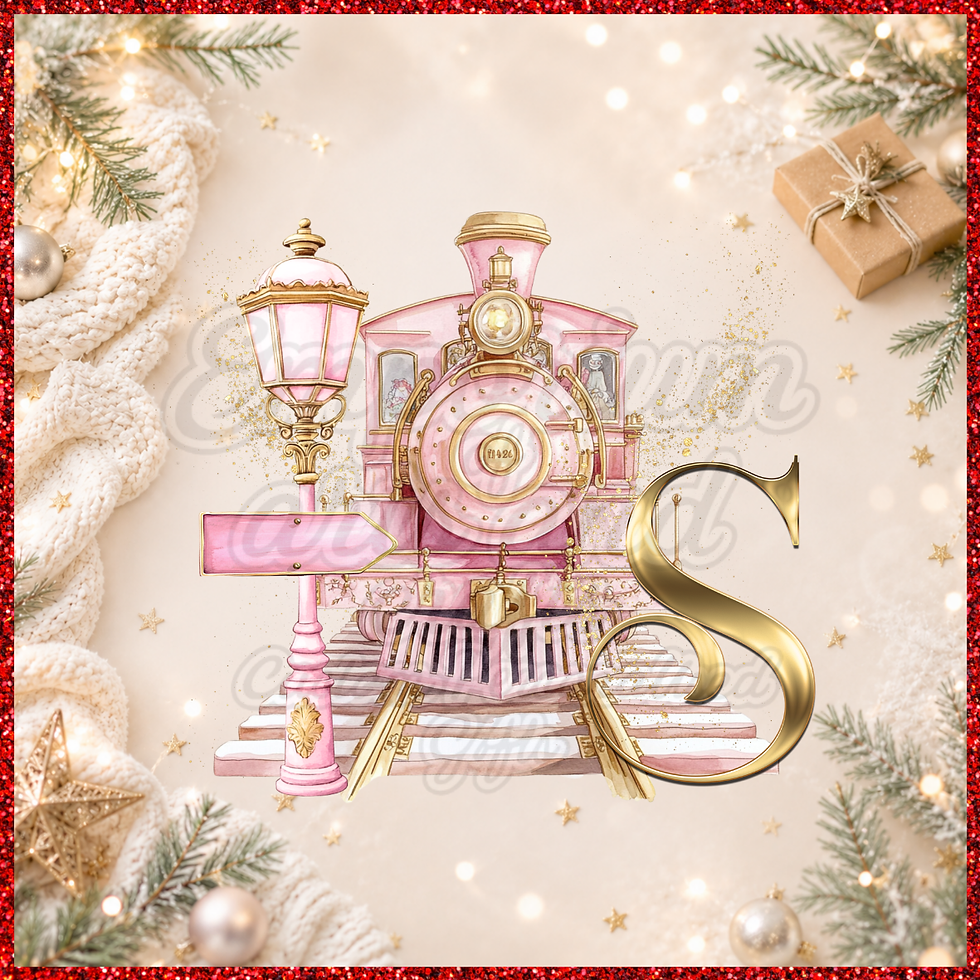 Thumbnail: Personalised Initial Christmas Express Train Pyjamas – Pink