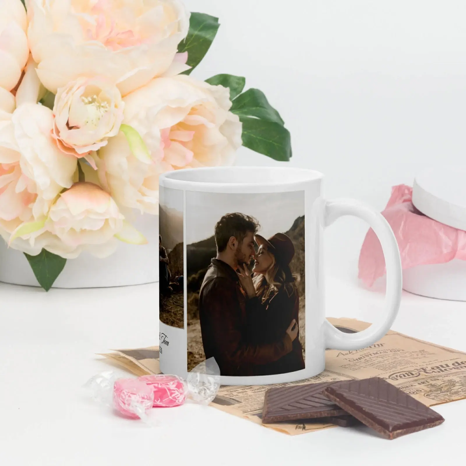 Personalised Couples 3 photo Mug 11oz Wedding gift