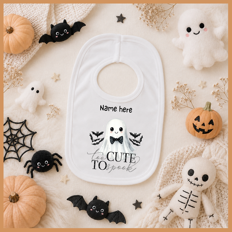 Thumbnail: Personalised Baby Halloween Bib – Too Cute to Spook My First Halloween 