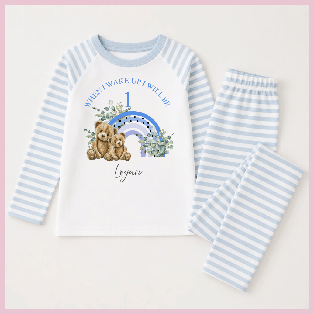 Personalised Rainbow Teddy Pyjamas 4 Colours
