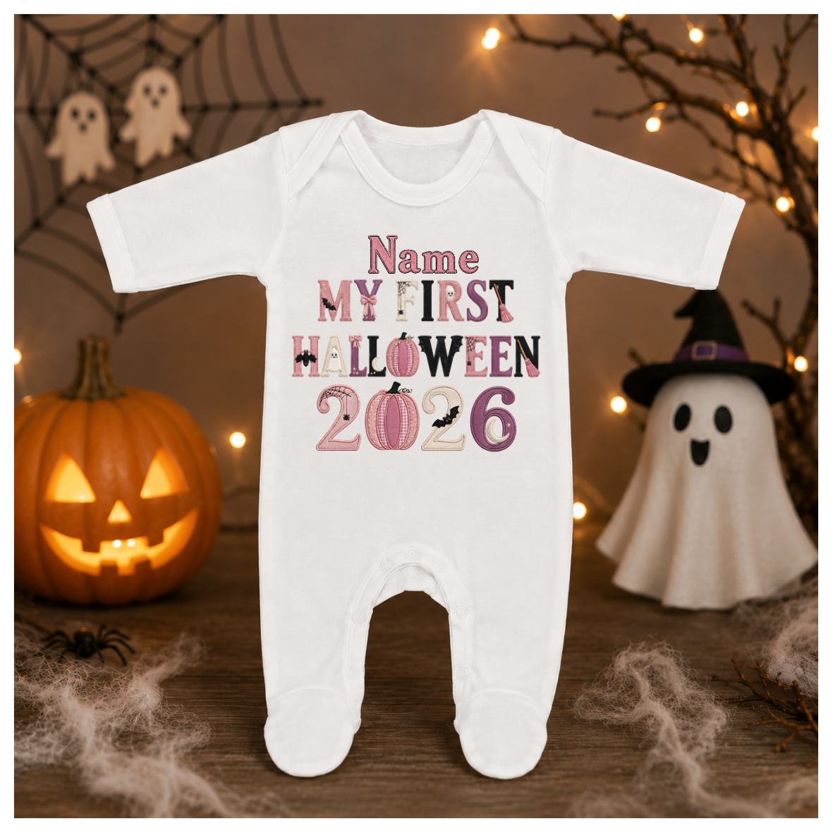 Personalised my first Halloween baby all in one