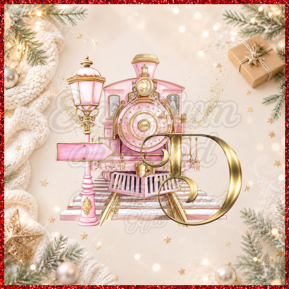 Personalised Initial Christmas Express Train Pyjamas – Pink