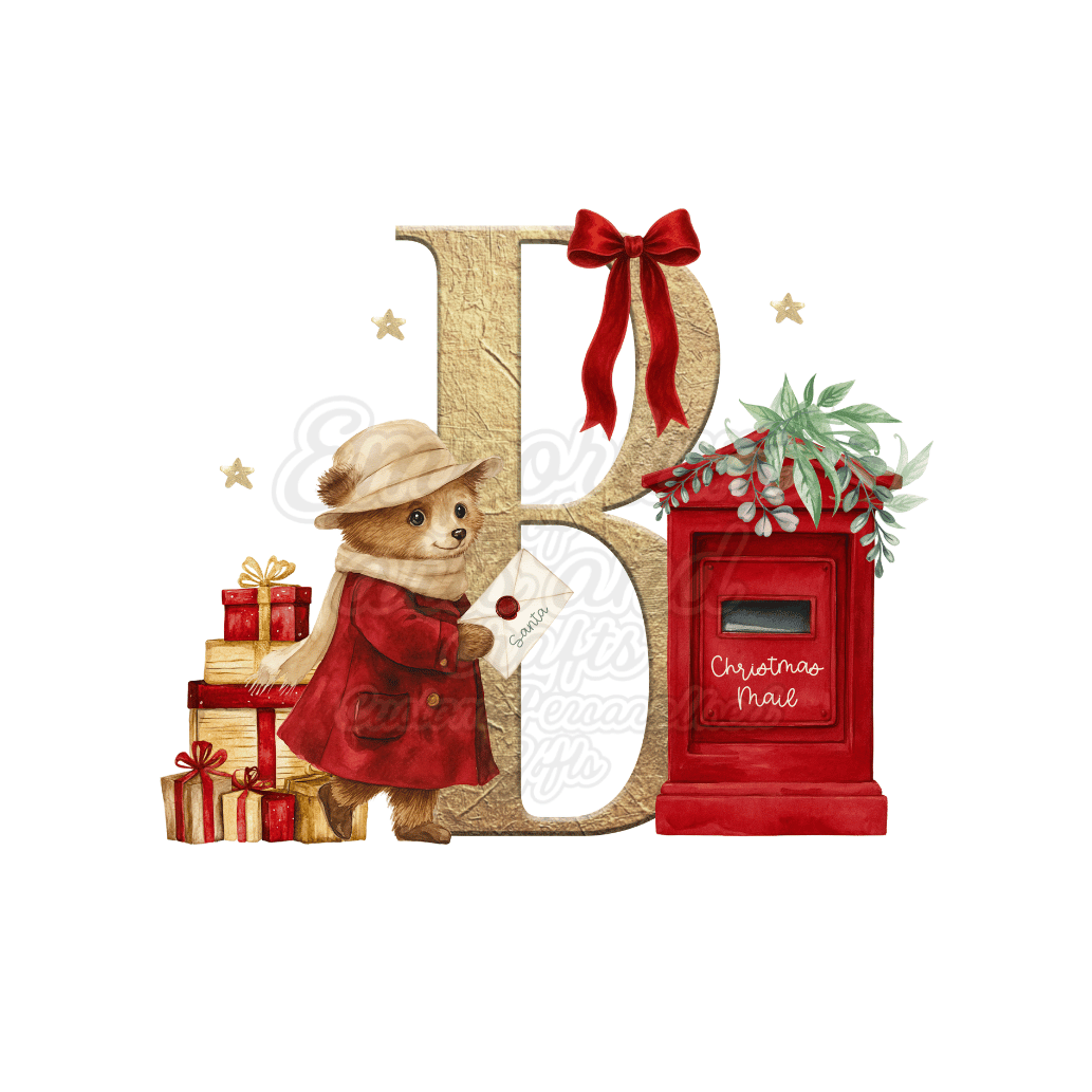 Personalised Christmas pyjamas letter bot alphabet bear