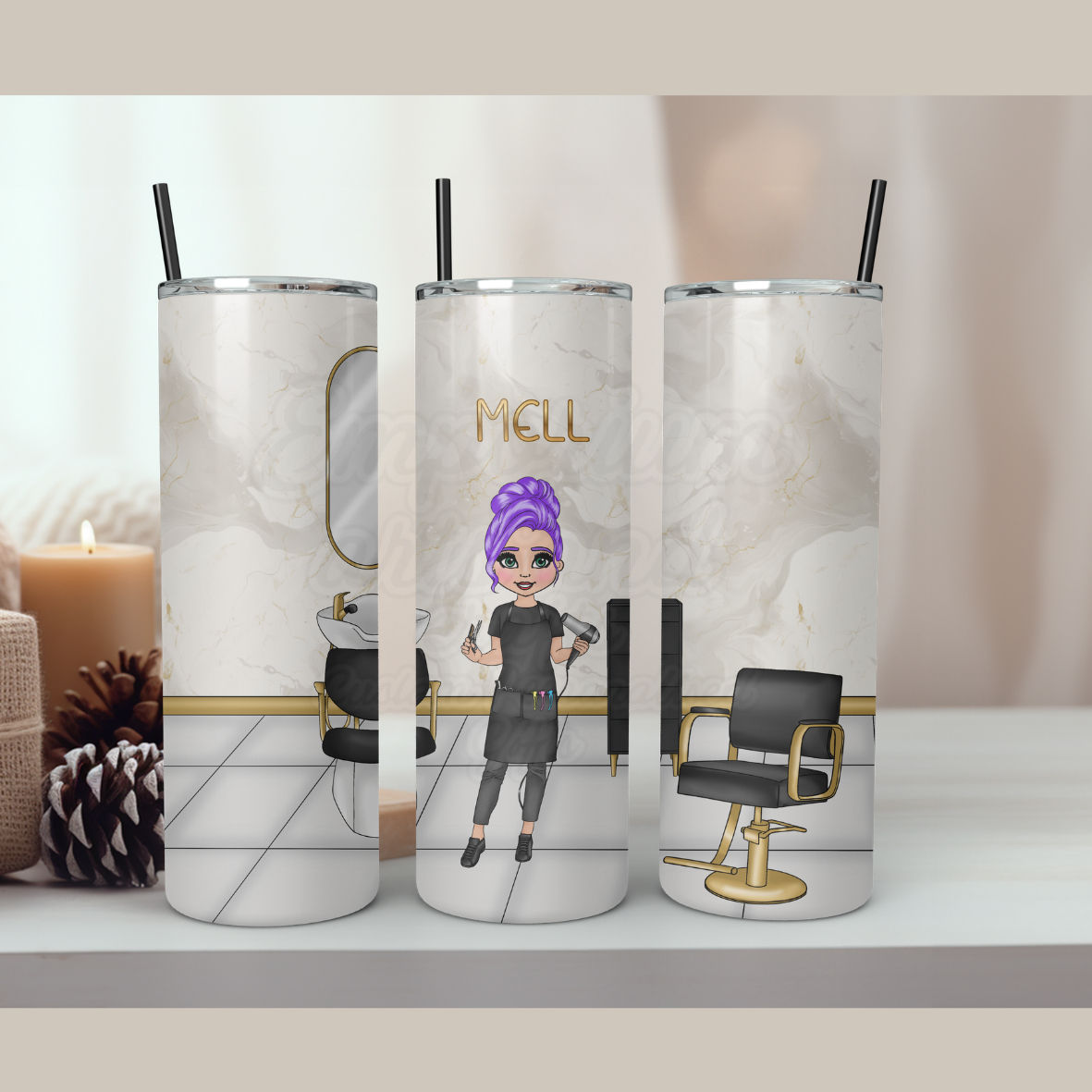 Personalised hairdresser dolly tumbler 20oz beauty stylist gift