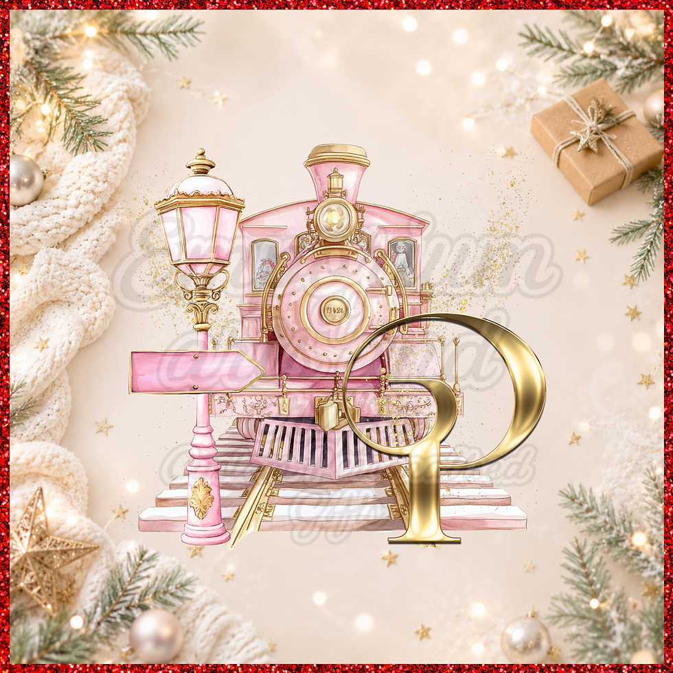 Thumbnail: Personalised Initial Christmas Express Train Pyjamas – Pink