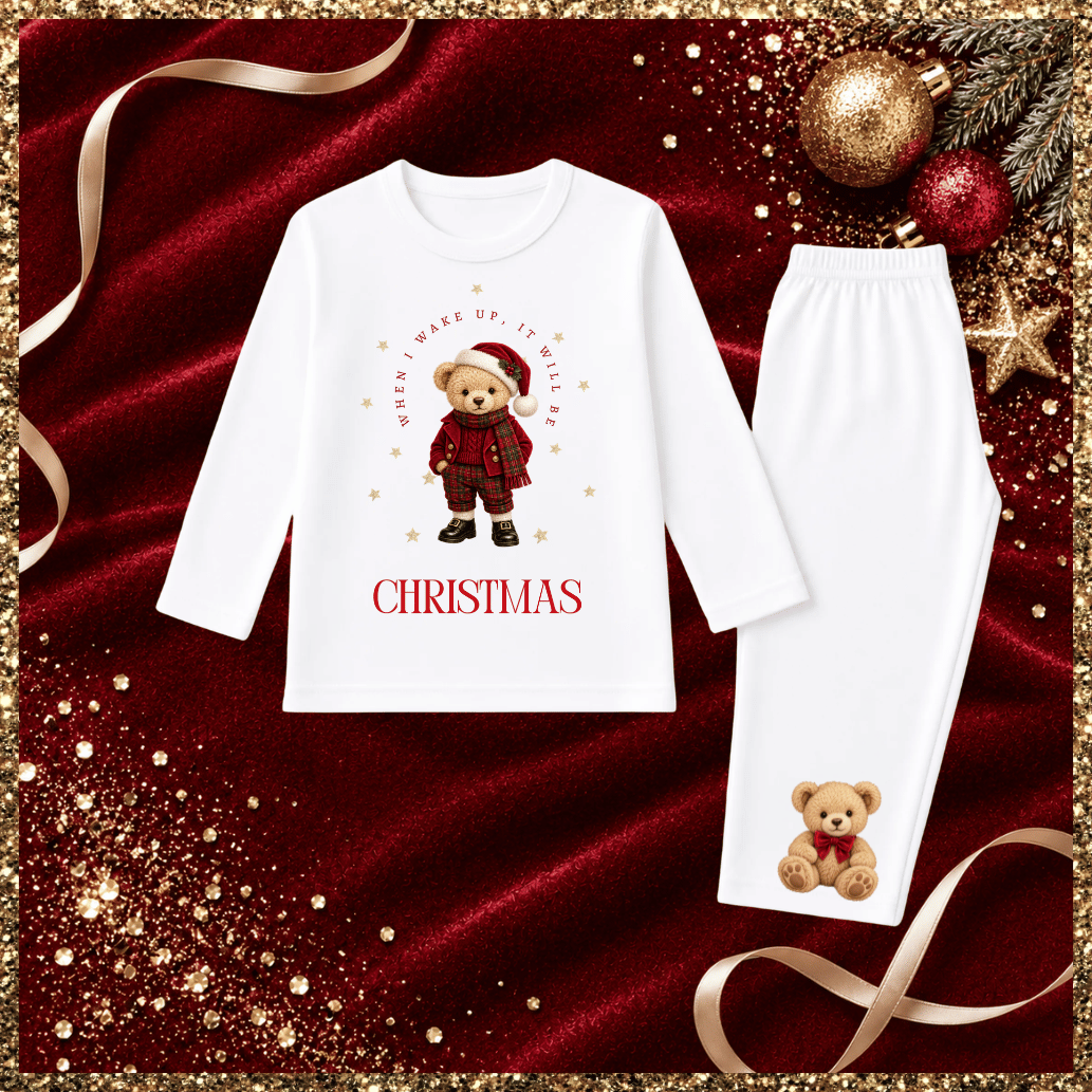 Personalised Christmas Bear Pyjama Set