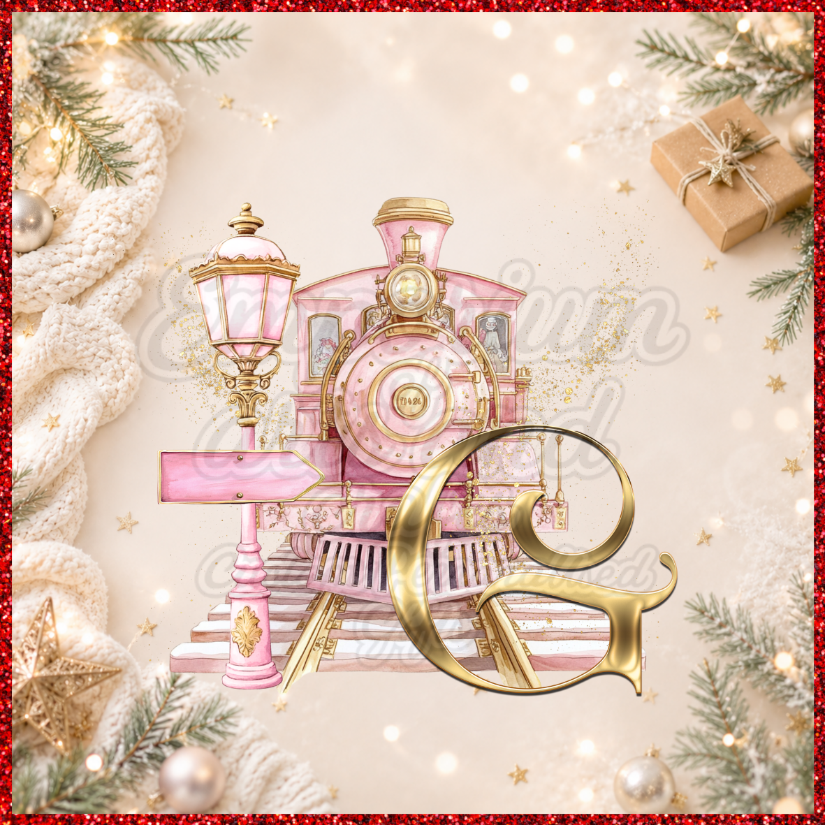 Personalised Initial Christmas Express Train Pyjamas – Pink