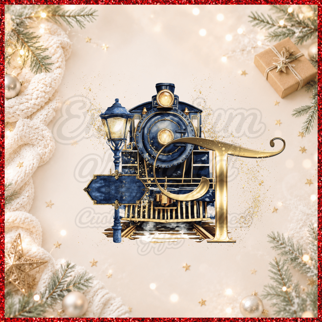 Personalised Initial Christmas Express Train Pyjamas – Blue