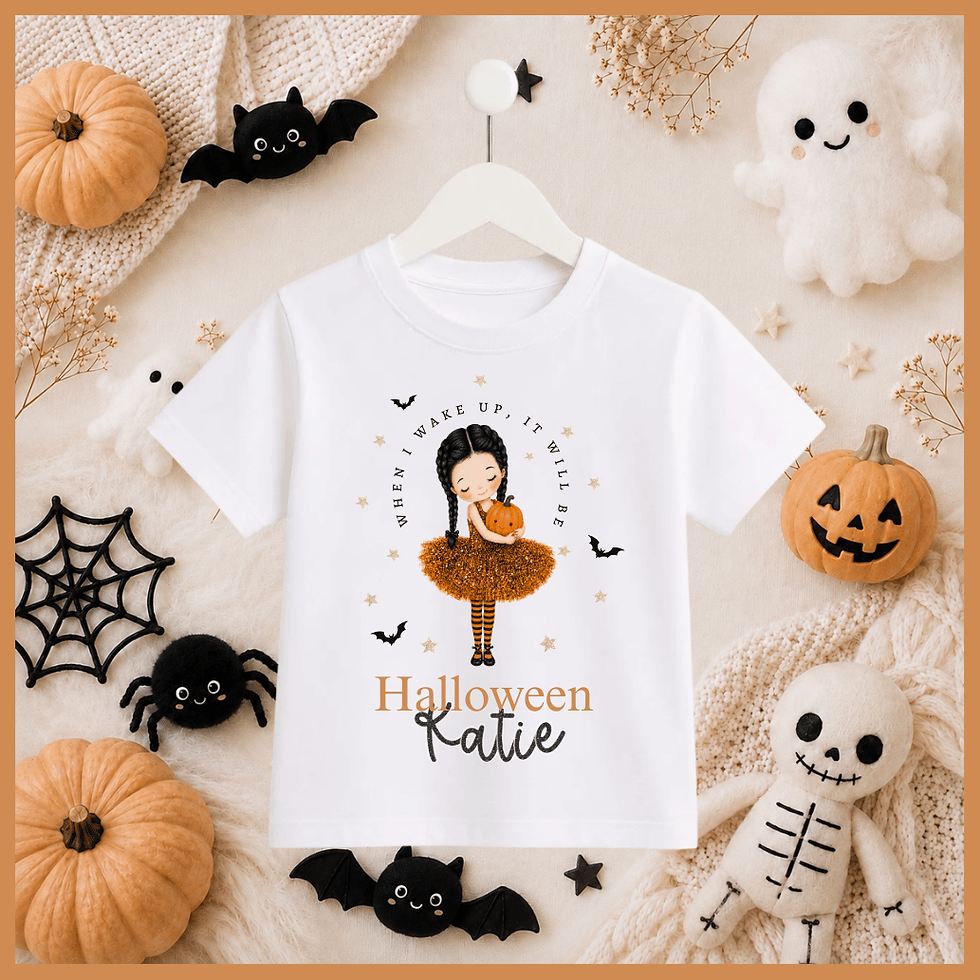 Thumbnail: Personalised Children's When I Wake Up I Will Be Halloween T-Shirt pumpkin