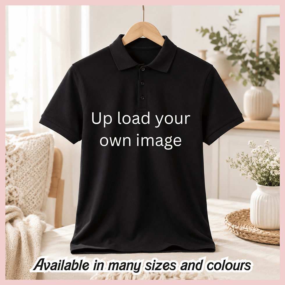 Black polo shirt for custom image design